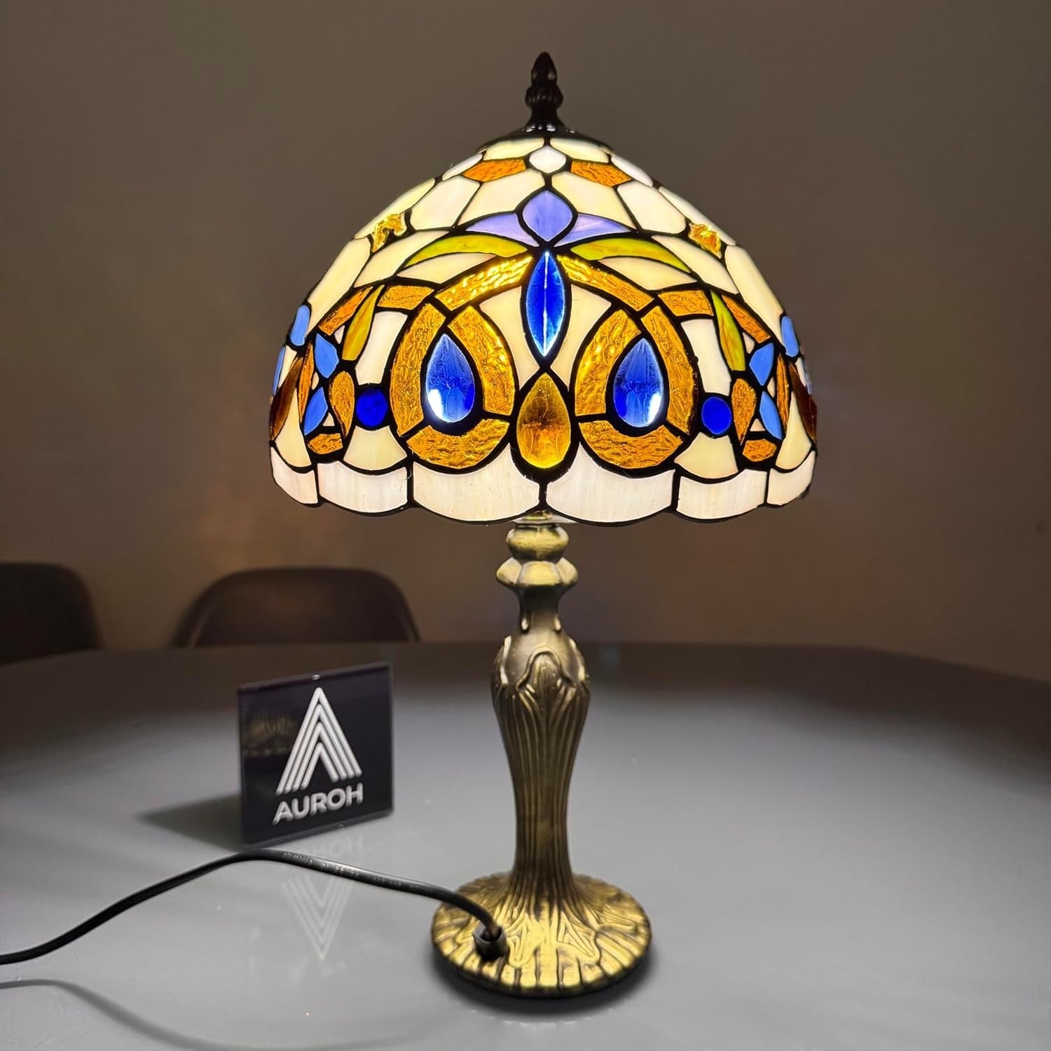 Tiffany Style Table Lamp Stained Glass Antique Design 42cm E27