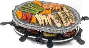 Indoor Stone Raclette Grill for 8 | Non-Stick Pans & Adjustable Heat Dial