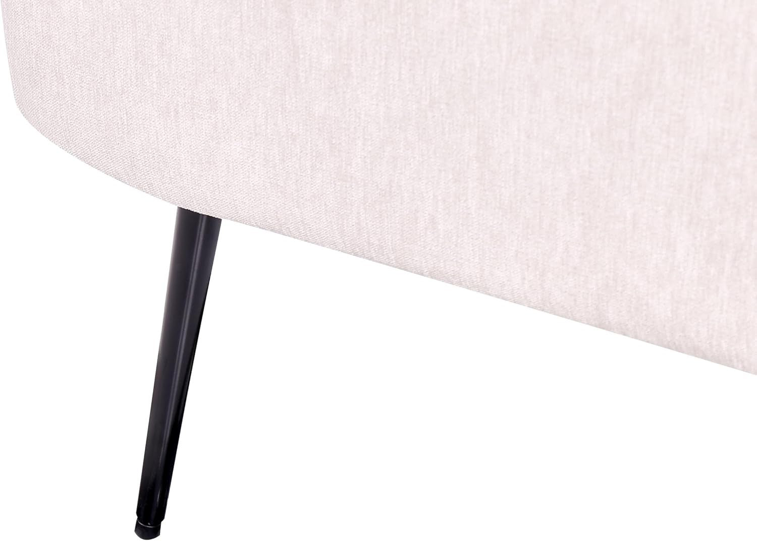Minimalist Left Hand Chaise Lounge Beige Brown Upholstered Metal Legs Durable