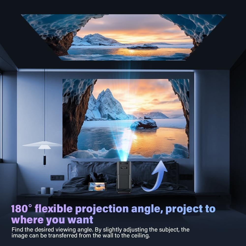 4K Mini Smart Projector WiFi 6 Bluetooth Android Portable Bedroom