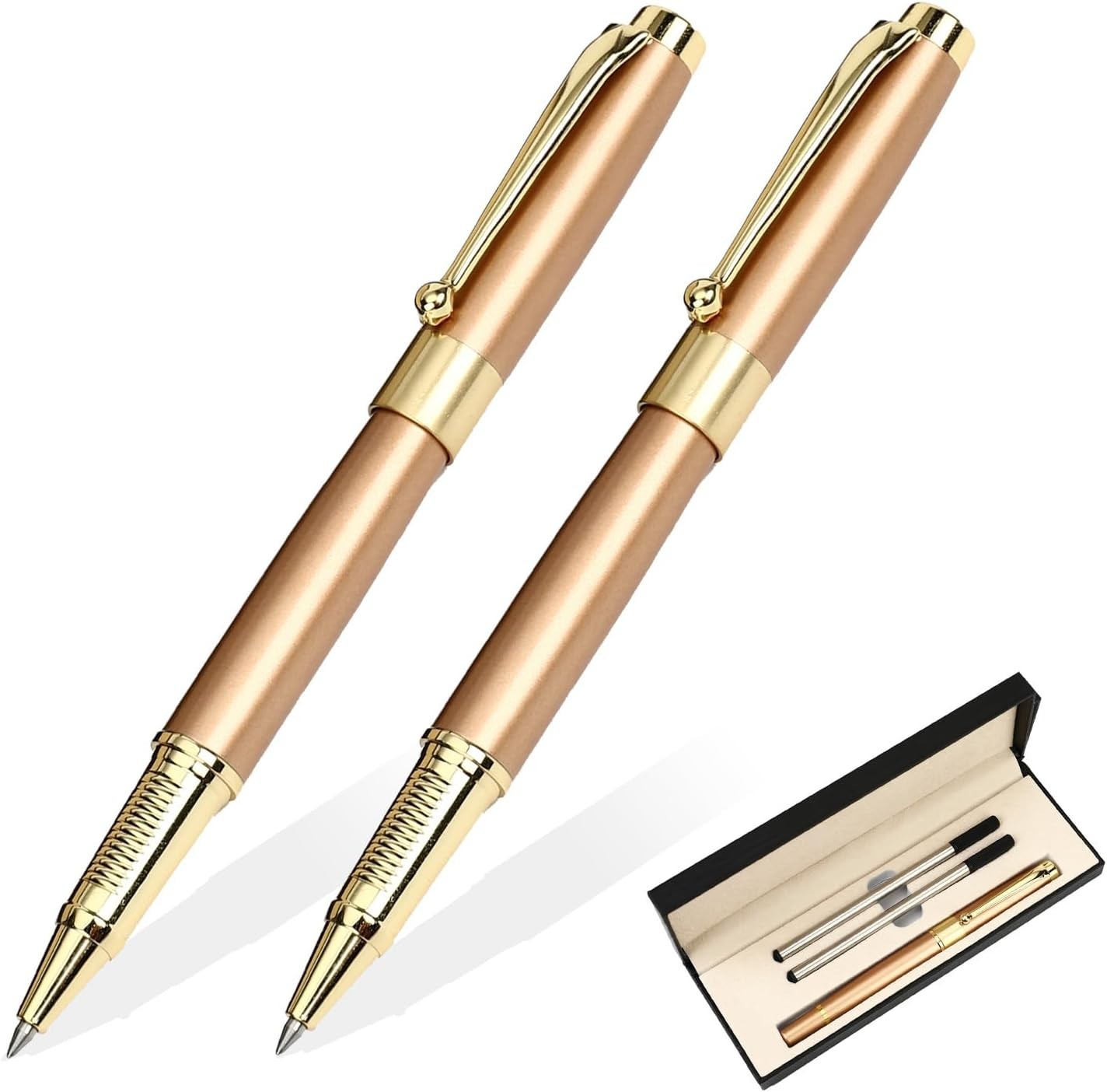 Luxury Rose Gold Ballpoint Pen Medium Point Smooth Writing Black Ink