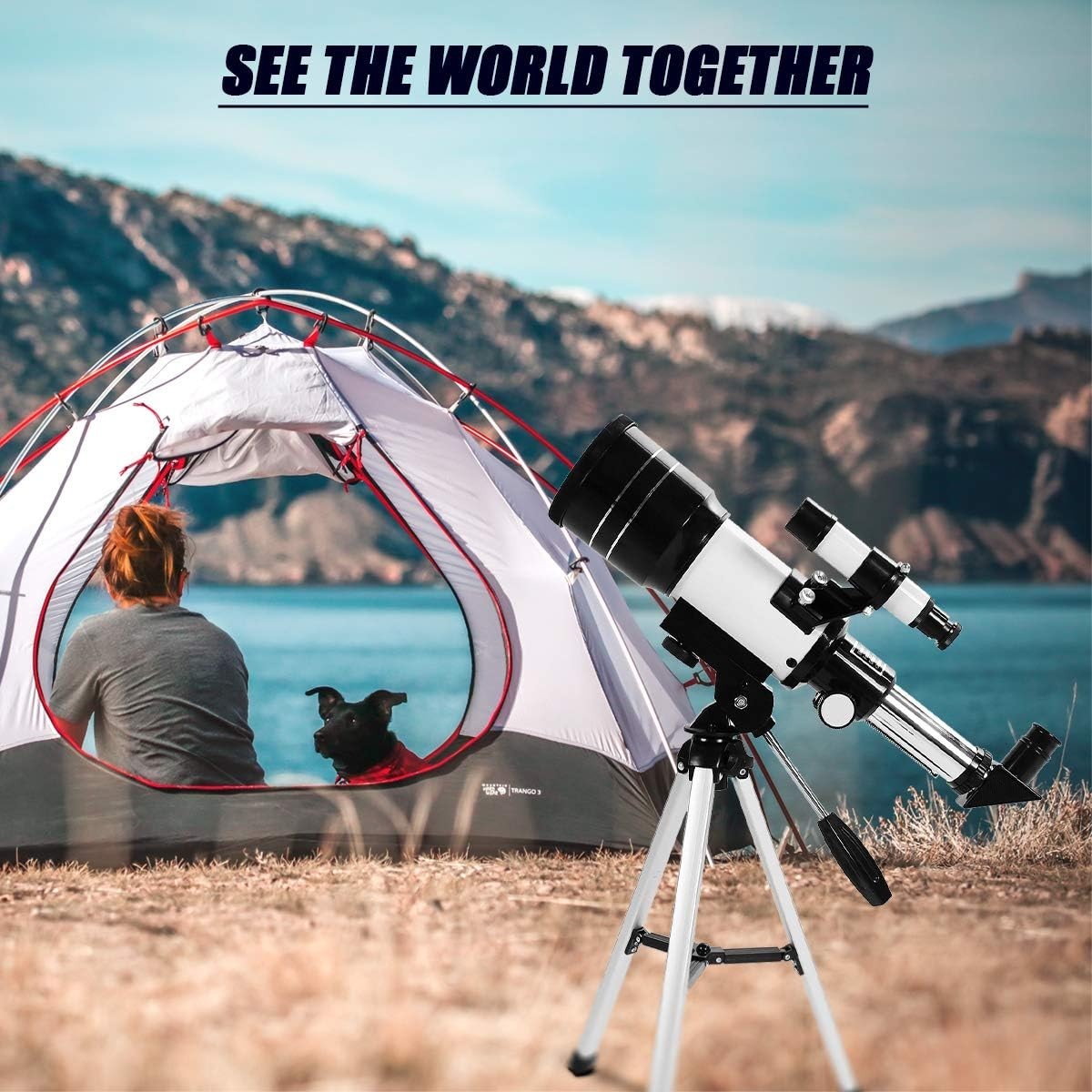 70mm Kids Refractor Telescope 150X Portable White Tripod Set Beginners