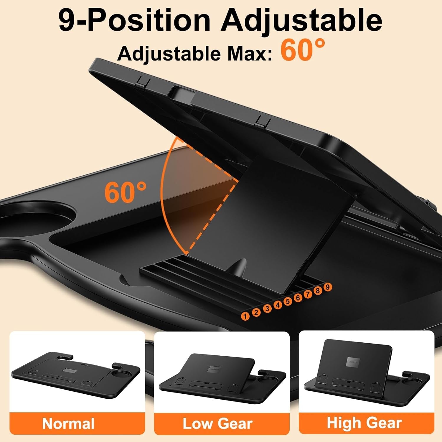 Car Steering Wheel Laptop Tray Adjustable Travel Desk Food Drink Holder