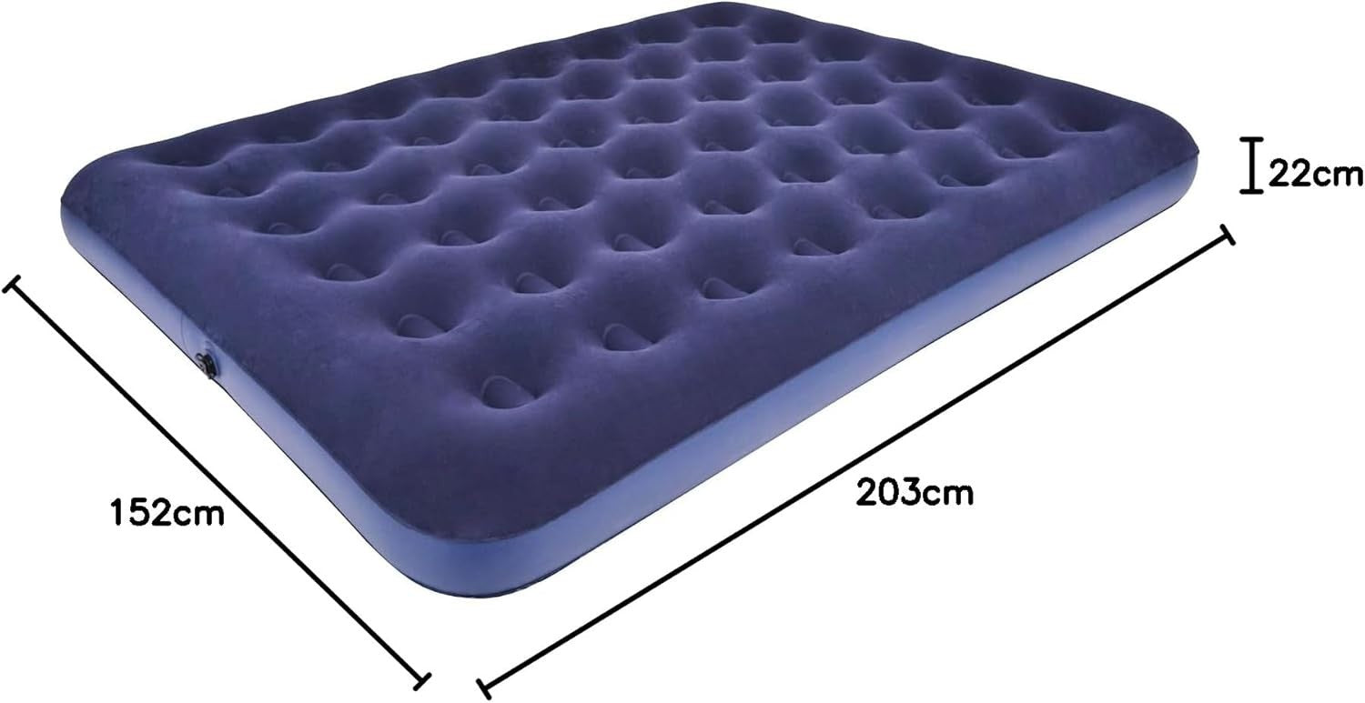 Queen Air Mattress Inflatable Bed – Flocked Top Camping Sleeping Pad
