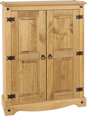 Solid Pine Wood Storage Cupboard with 2 Doors, Rustic Farmhouse Cabinet