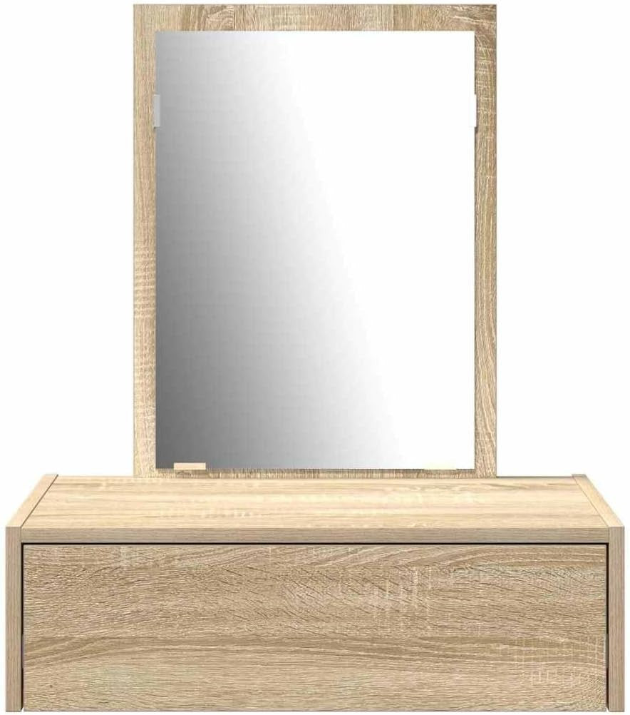 Modern Floating Vanity Makeup Desk Drawer Storage Wall Mounted Sonoma Oak
