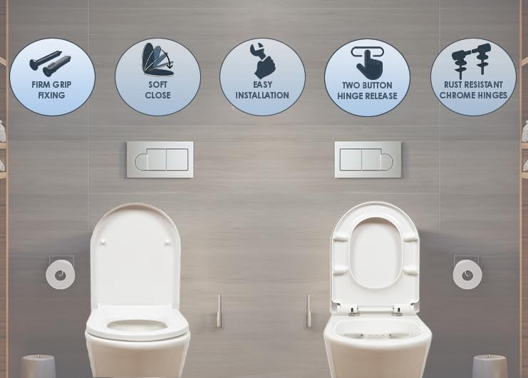 White Duroplast Toilet Seat Soft Close D Shape Quick Release Easy Clean Durable