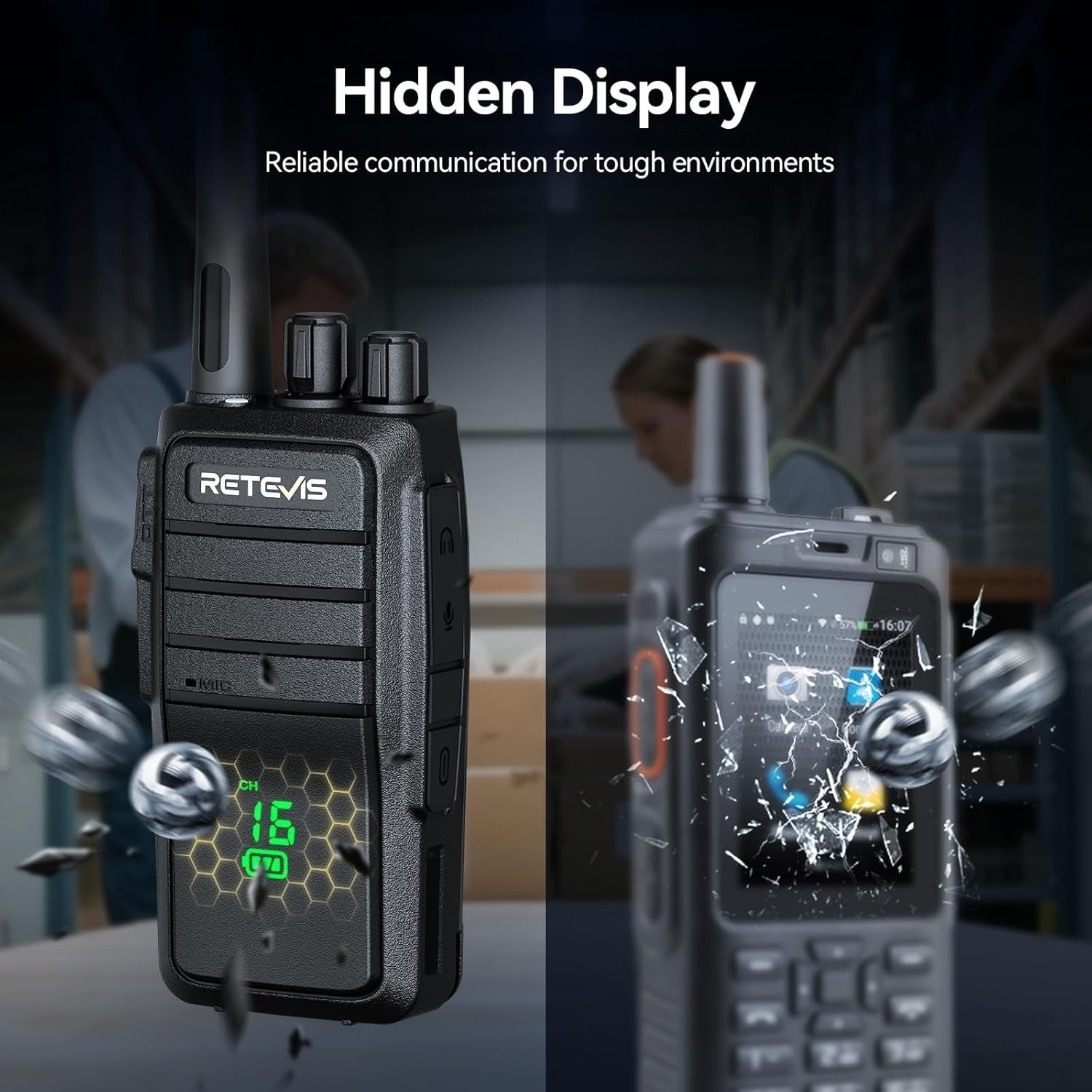 IP54 Walkie Talkies Hidden Screen Type C 6 Way Charger 6 Pack Radio