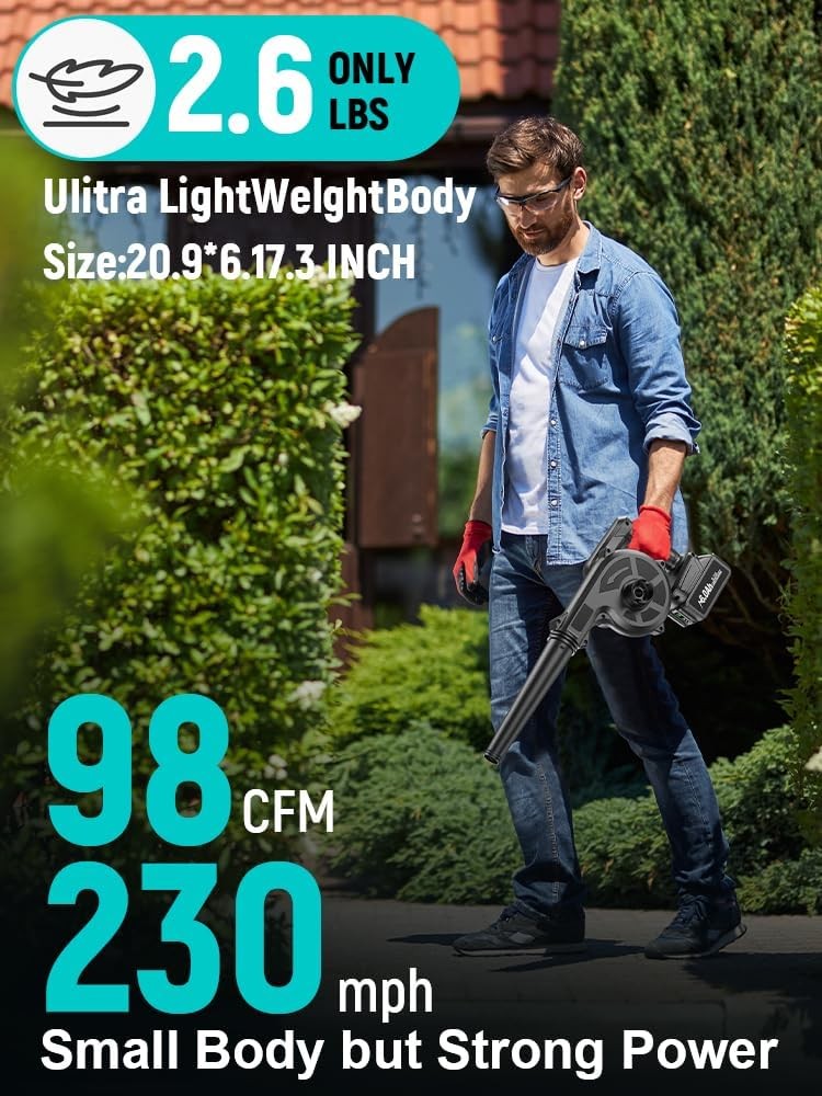 Cordless Leaf Blower Vacuum 18V 2-in-1 Garden Cleaner Tool Only