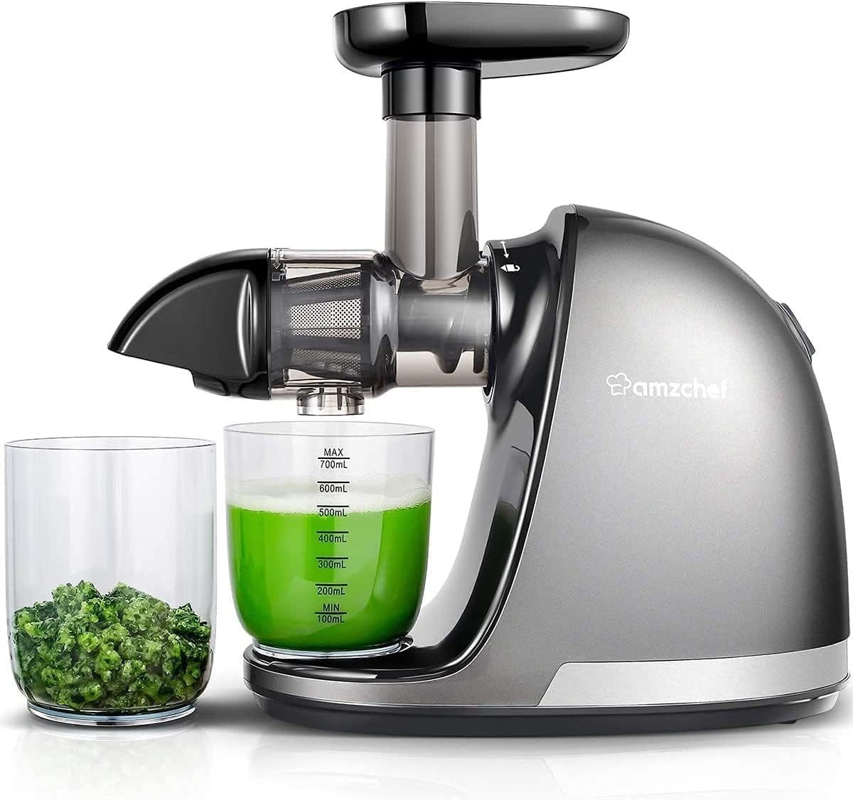Cold Press Slow Juicer Masticating High Yield Easy Clean BPA Free Grey Kit