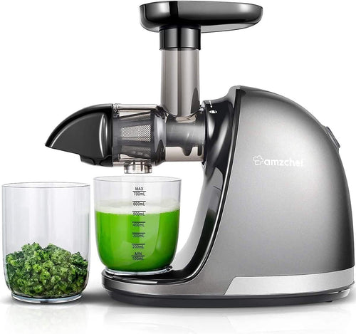 Cold Press Slow Juicer Masticating High Yield Easy Clean BPA Free Grey Kit