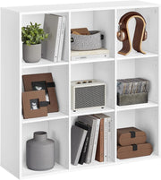 9-Cube White Bookcase | Large Storage Shelf Unit for Living Room Office Home