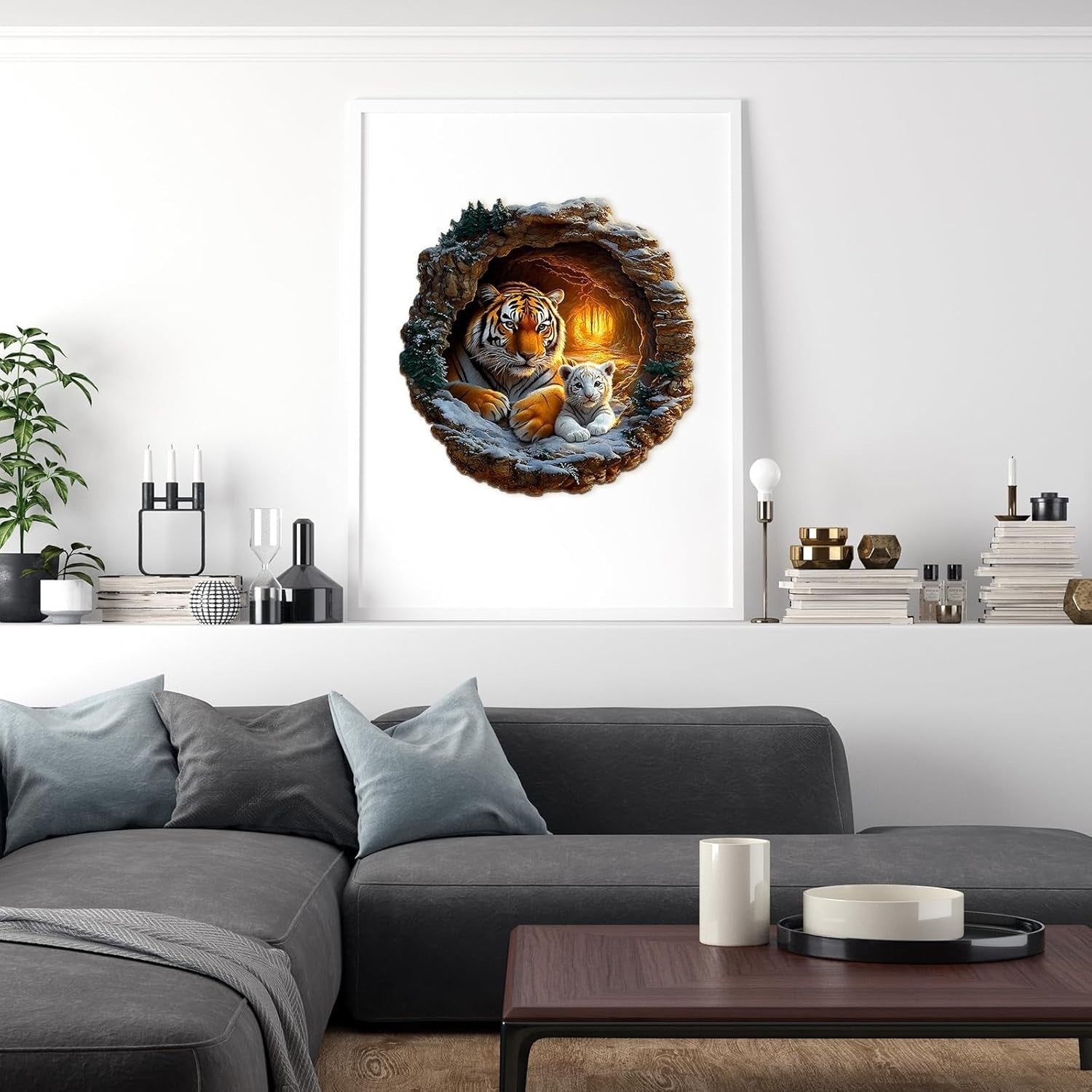 Tiger Wooden Jigsaw Puzzle for Adults Unique Shape Wall Art Gift