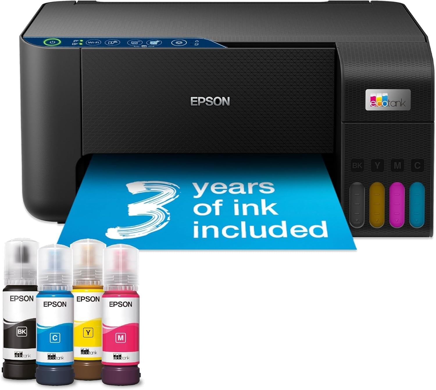 Black EcoTank ET-2861 WiFi Inkjet Printer A4 Borderless Printing