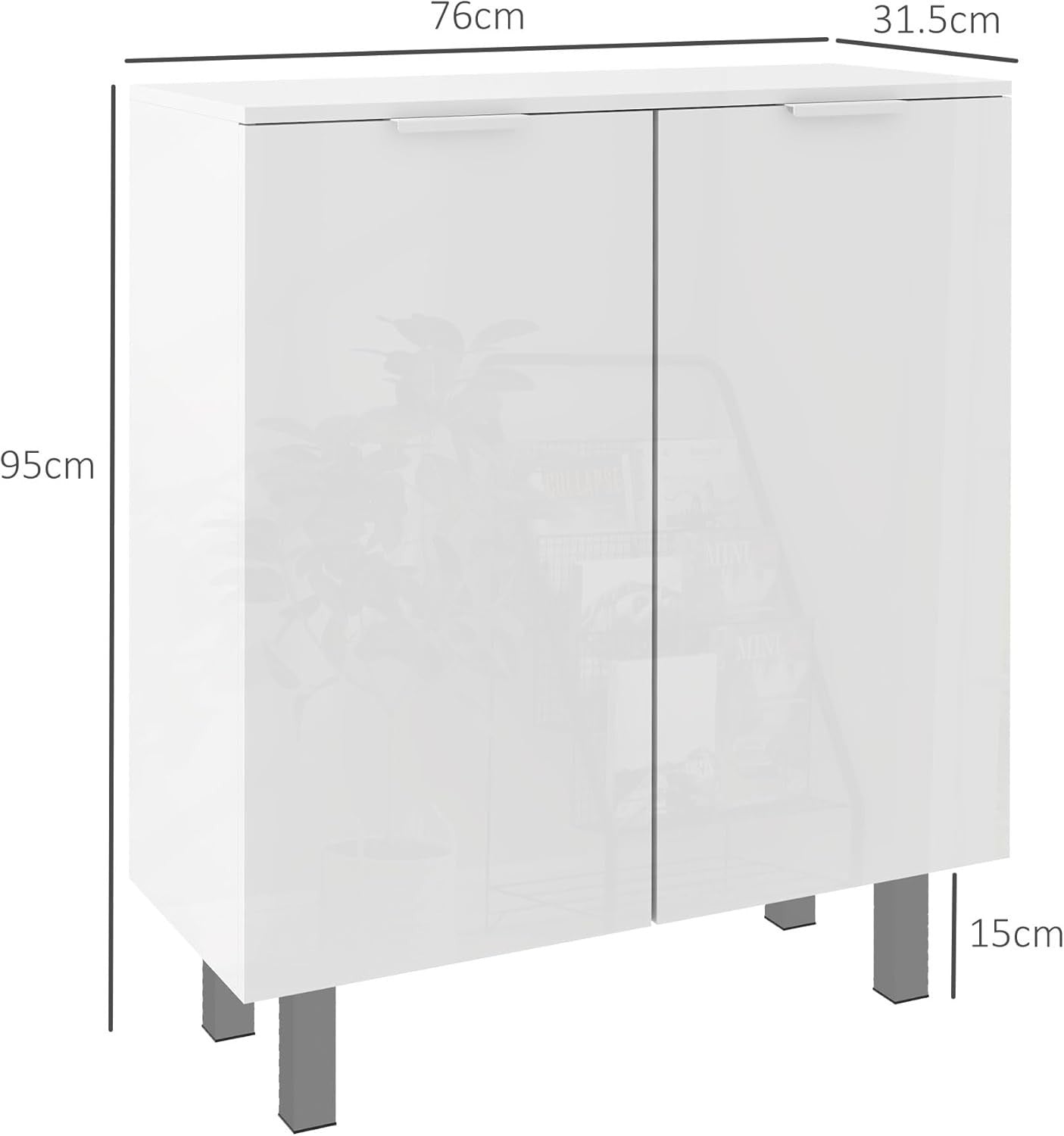 Shoe Storage Cabinet White Gloss | Holds 20 Pairs, Soft Close, 76x31.5x95cm