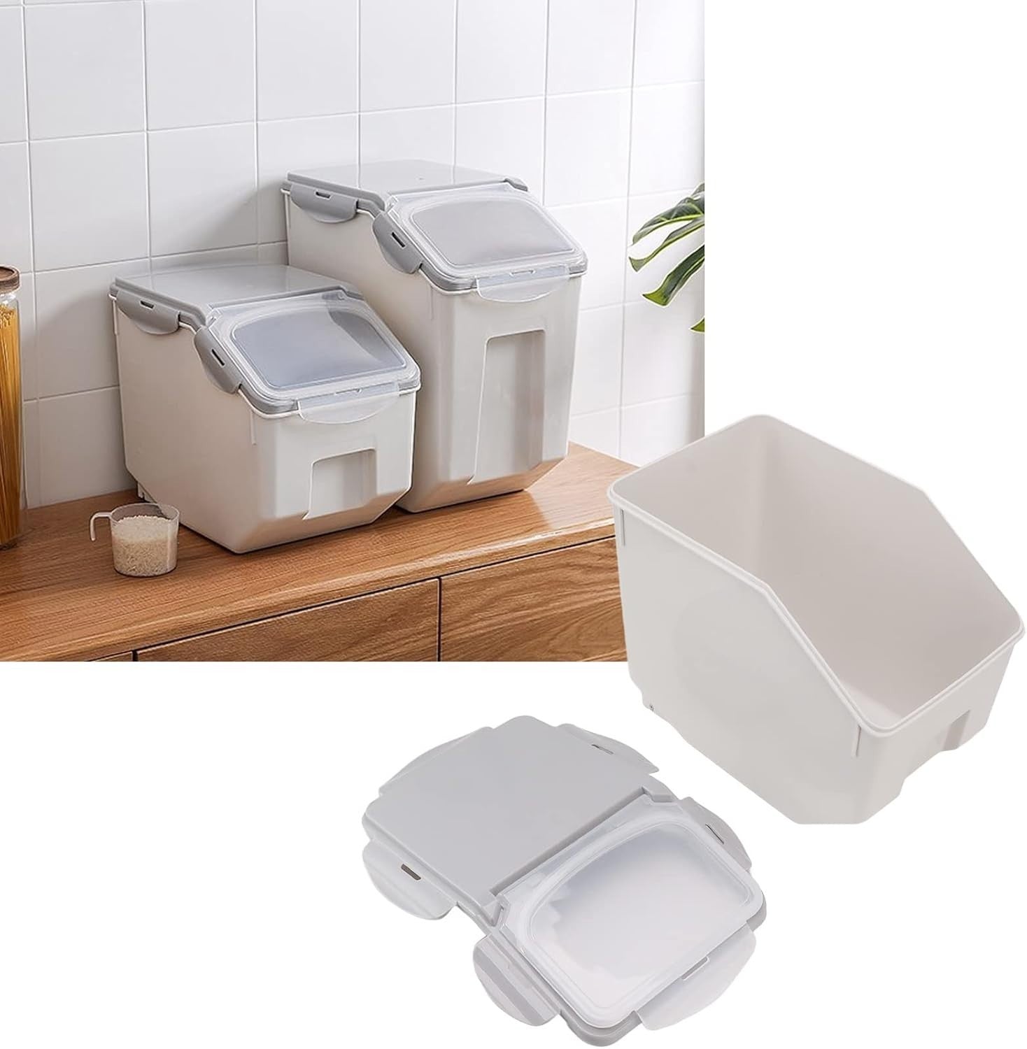 10KG Airtight Rice Storage Container Double Seal Grain Dispenser