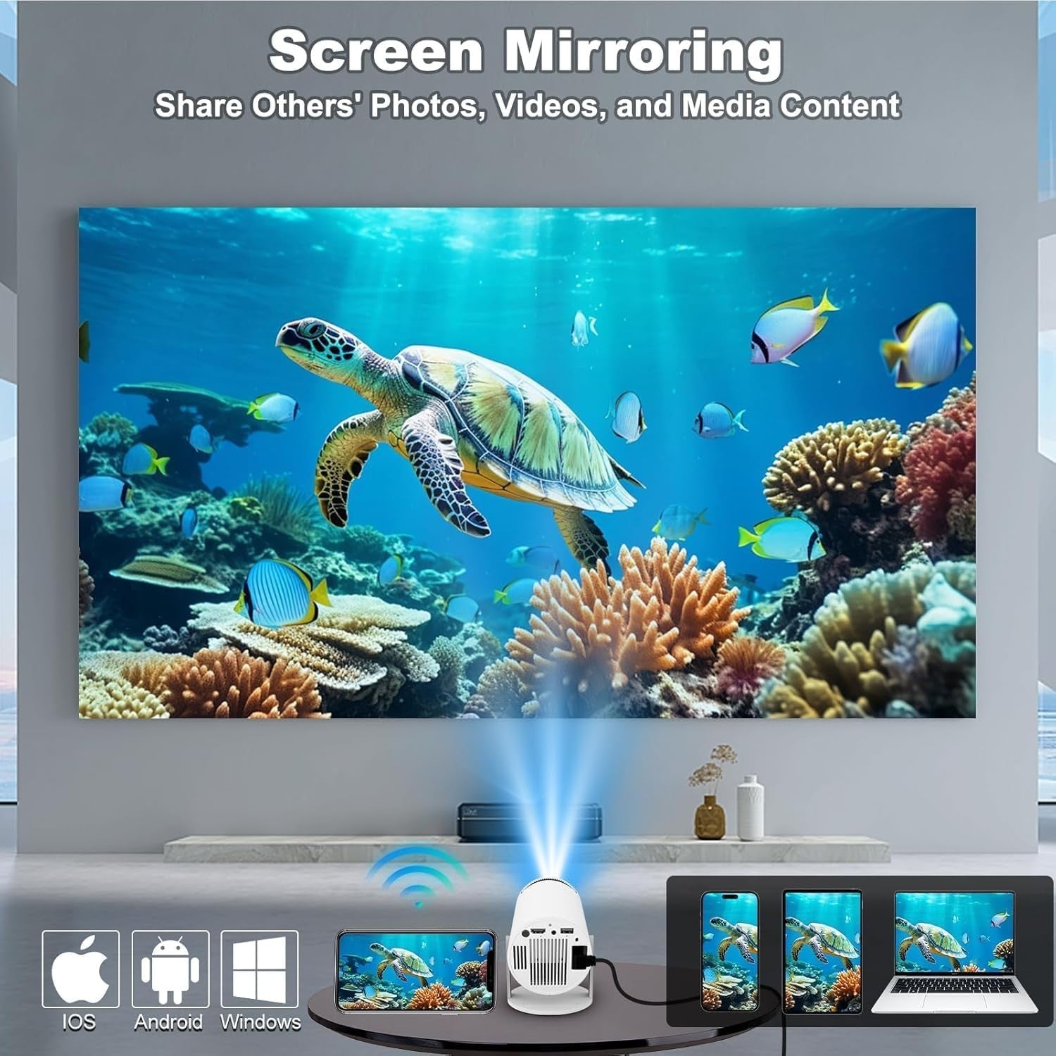 Android WiFi Mini Projector 1080P 4K Support Bluetooth Gaming HDMI