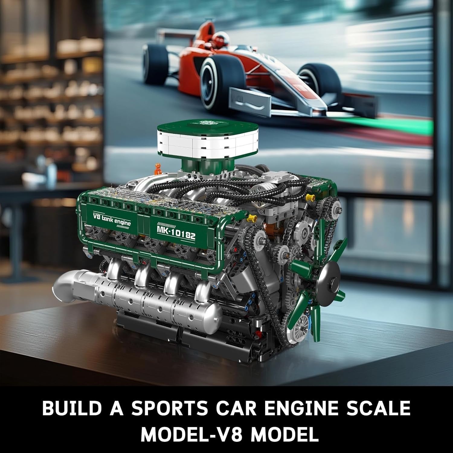 2250PCS V8 Engine Model Kit | Battery Powered STEM RC Build Block Toy
