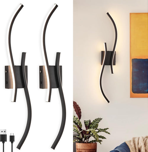 Battery Operated LED Wall Sconces with Remote, USB Rechargeable, 80cm