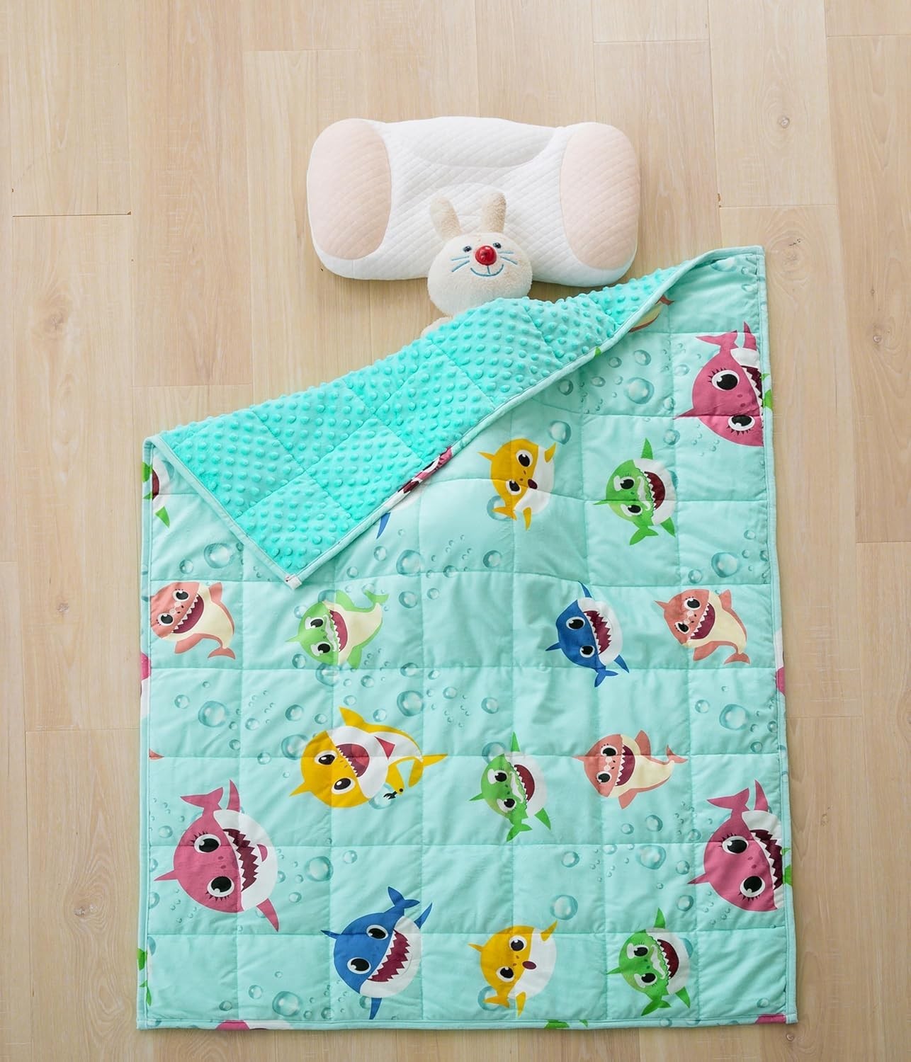 Kids Weighted Blanket Blue Shark 2.3kg 90x120cm Crystal Velvet Cozy