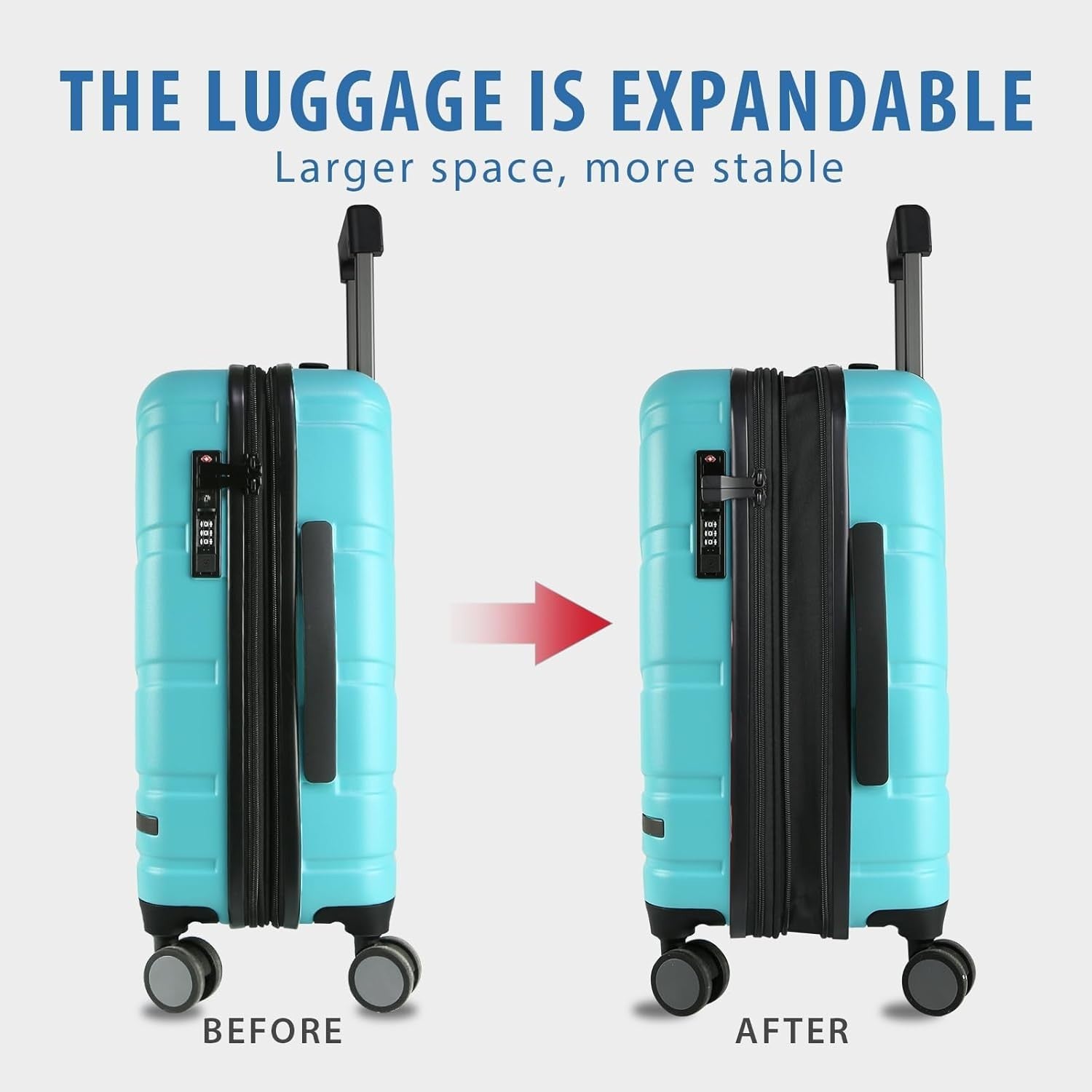 Lake Blue 20 Inch Carry On Suitcase PC Hard Shell Expandable Spinner TSA