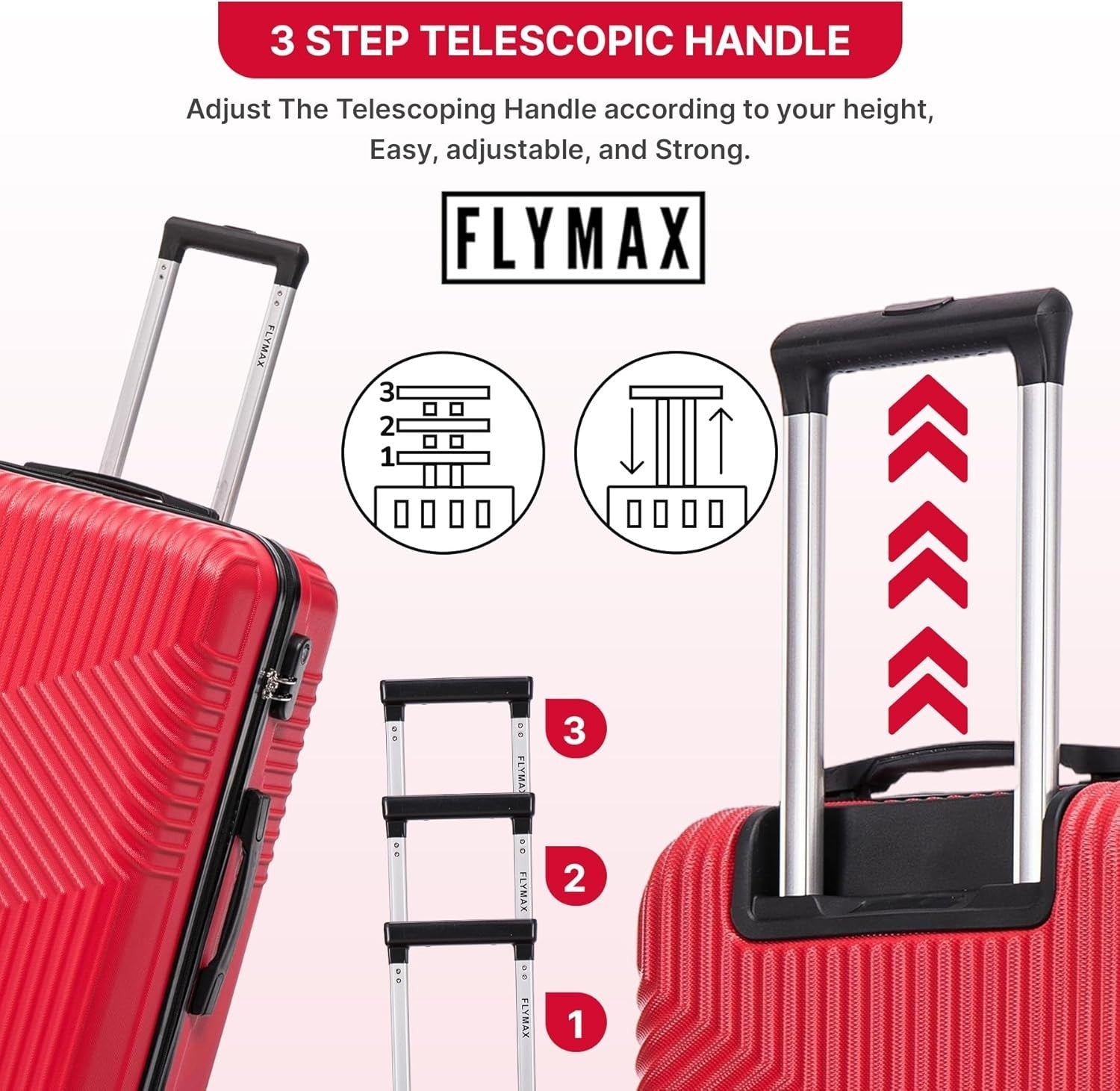 29'' Large Check In Suitcase Hard Shell Lightweight 4 Spinner Wheels Lock Red