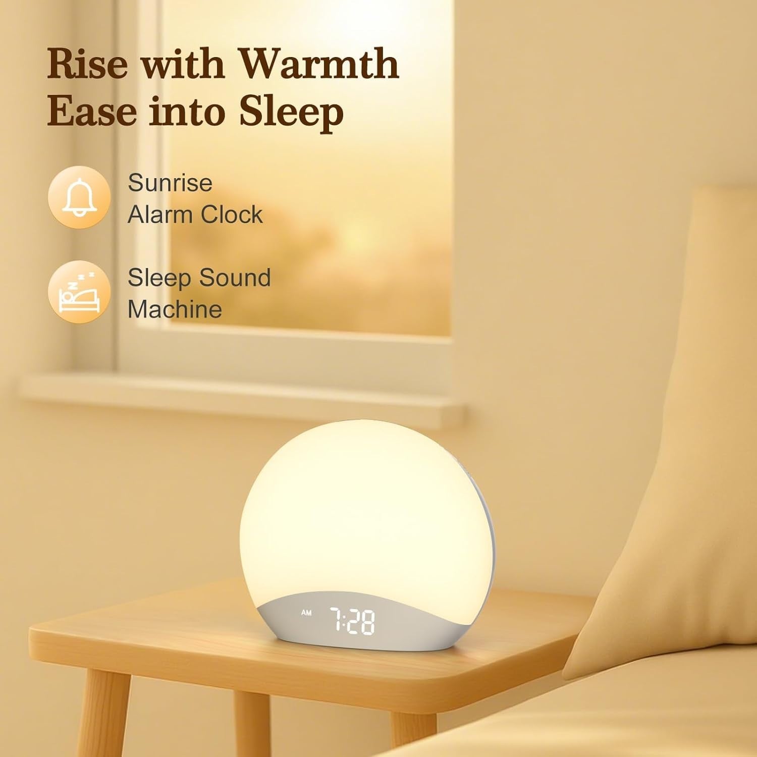 Sunrise Alarm Clock with 26 Sleep Sounds, Night Light & Digital Clock