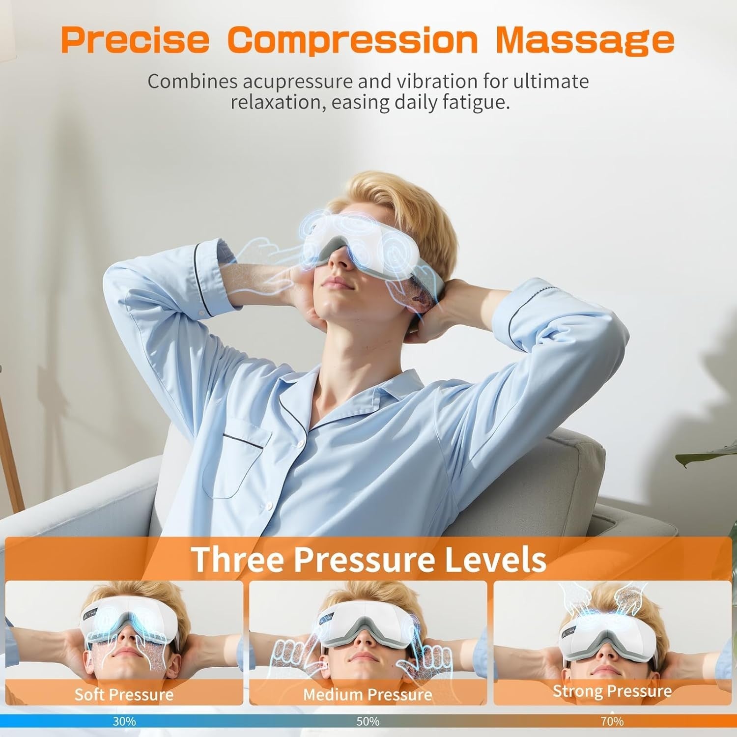 Heated Eye Massager Compression Music Dry Eye Strain Relief