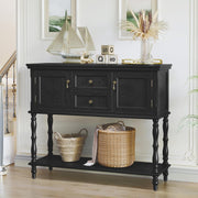 Vintage Black Console Table with Drawers & Storage - Retro Hallway & Living Room