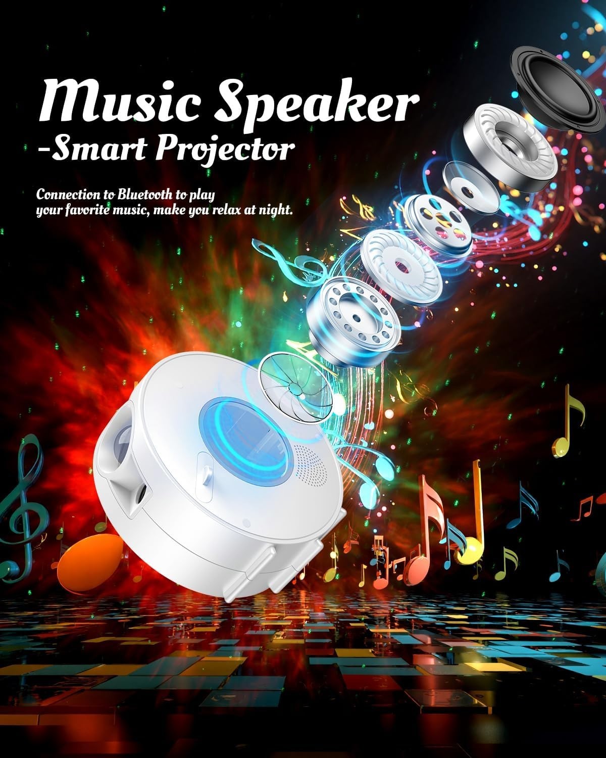 Smart Galaxy Projector WiFi 3D Star Light Alexa Bluetooth Music RGB