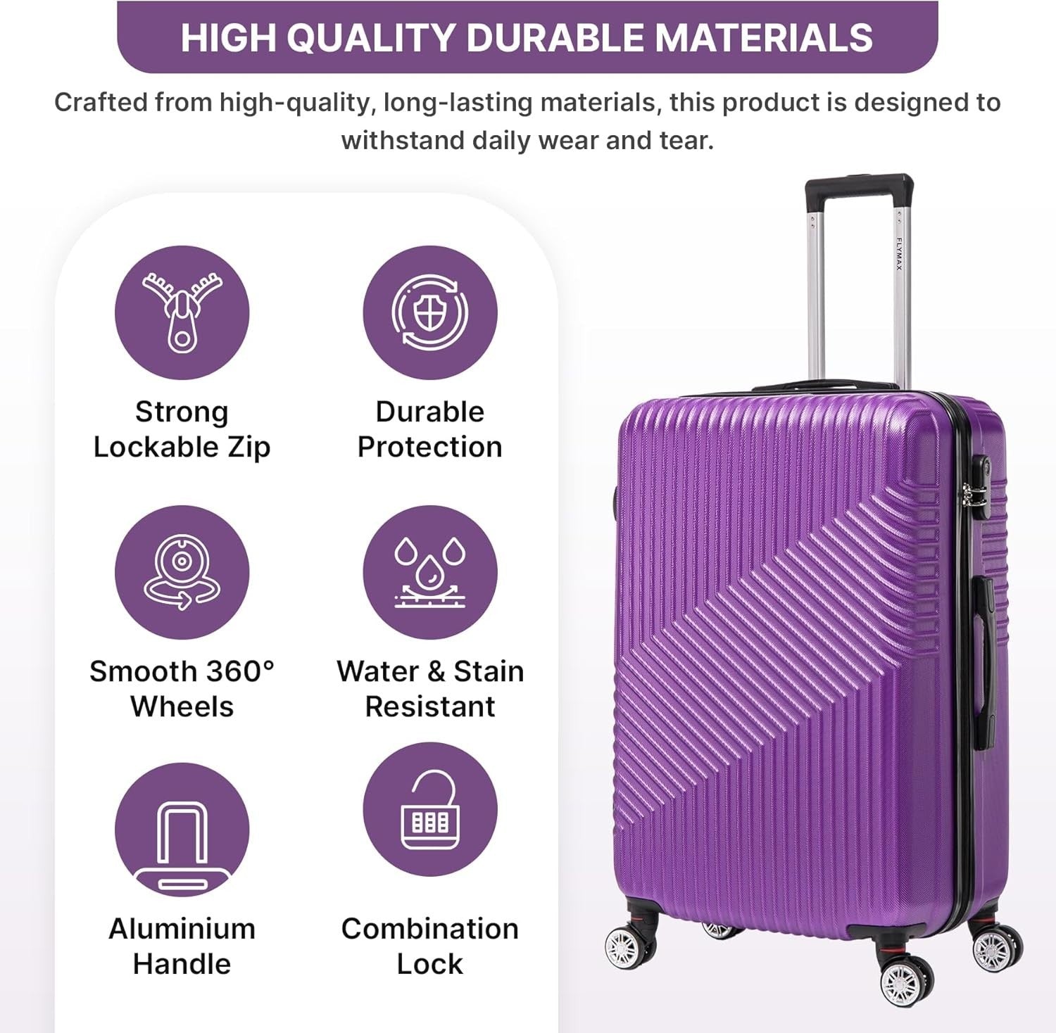 29'' Large Check In Suitcase Hard Shell Lightweight 4 Spinner Wheels Lock Purple