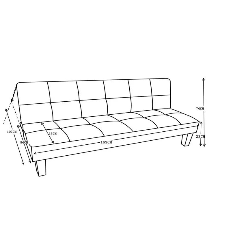 3 Seater Sofa Bed Black Faux Suede | Fold Out Click-Clack Guest Bed Couch