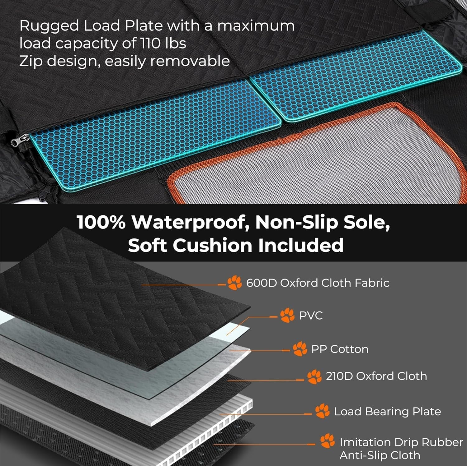 Large Dog Car Seat Extender Waterproof Backseat Travel Bed Foldable