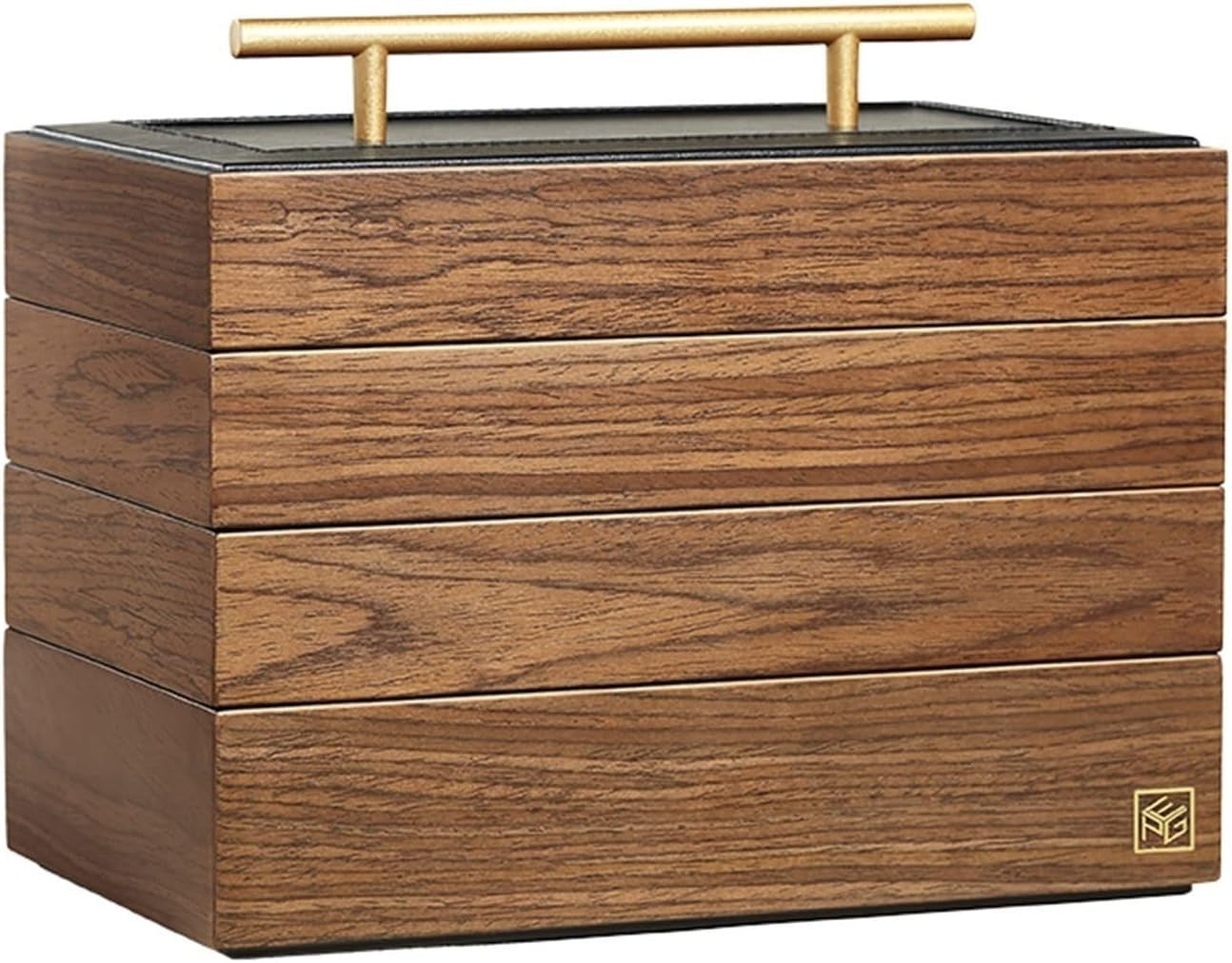 Wood Color 4 Layer Solid Wooden Jewellery Box Organizer with Drawers