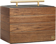 Wood Color 4 Layer Solid Wooden Jewellery Box Organizer with Drawers