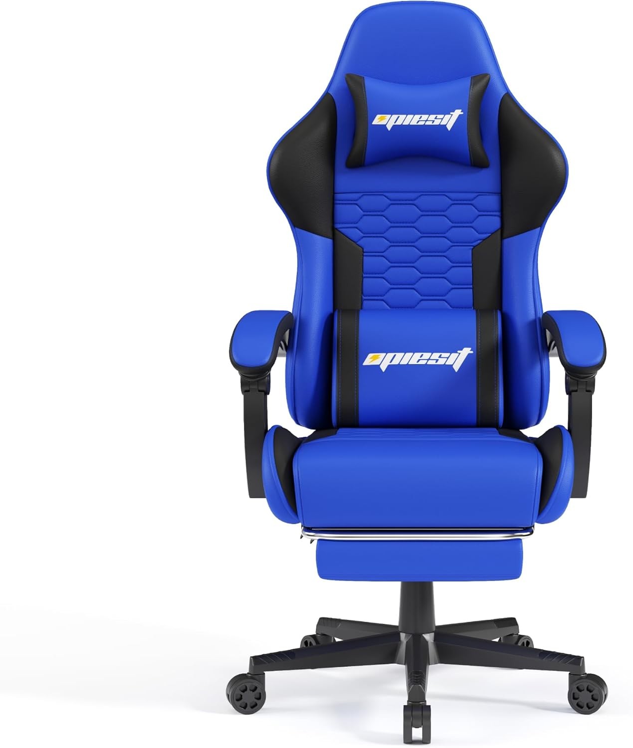 Ergonomic Gaming Chair with Footrest Reclining Blue Swivel