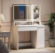 White Vanity Makeup Dressing Table Mirror Lights Storage Desk Modern