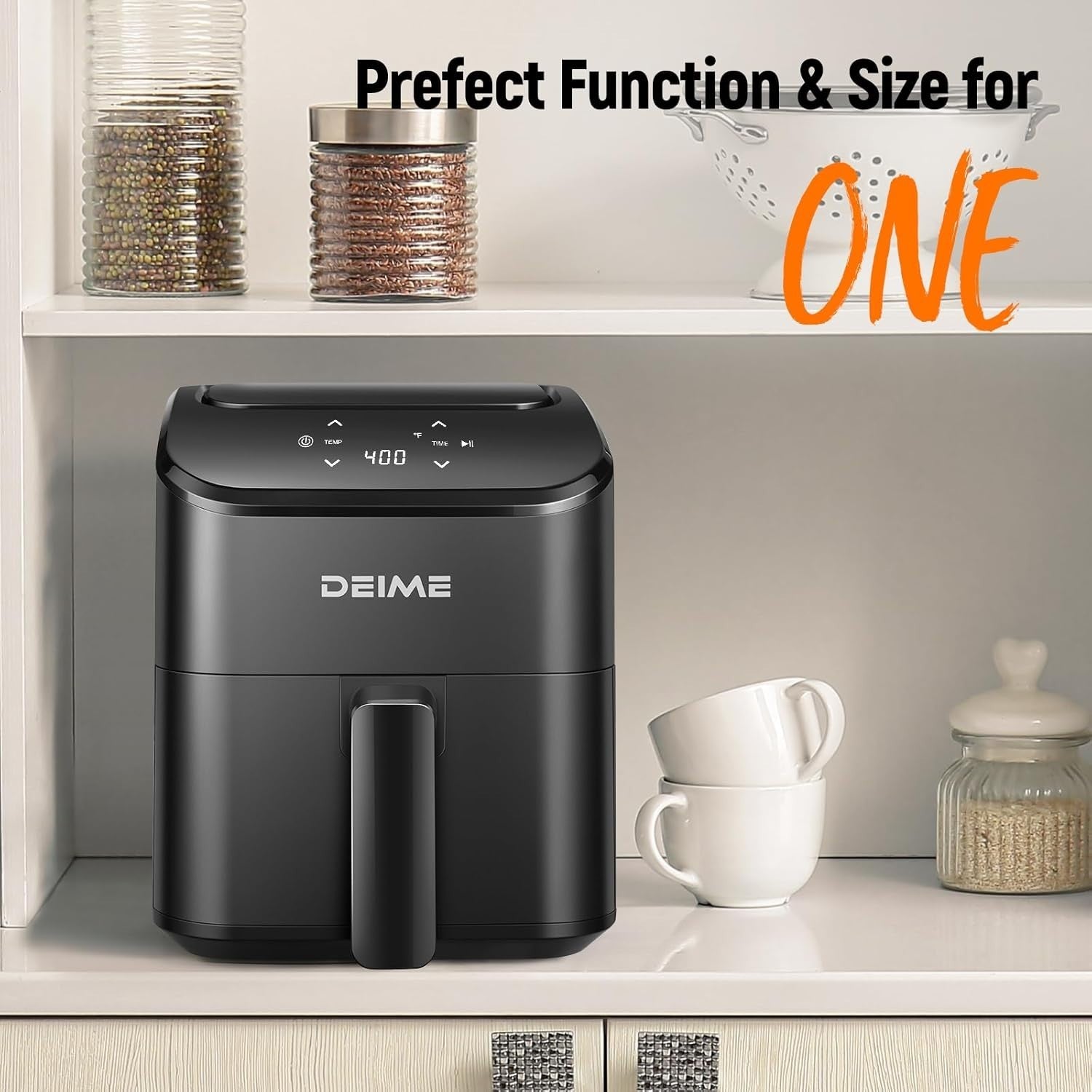 Compact Digital Air Fryer 2.8QT Mini Quiet Space Saving Touchscreen
