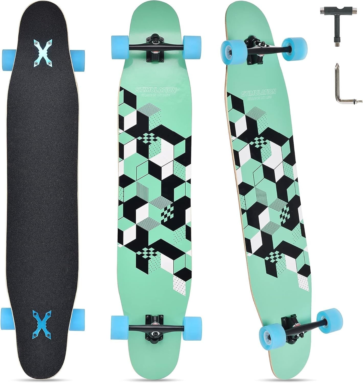 46" Longboard Skateboard 8-Layer Maple Deck Teens & Adults Cruiser