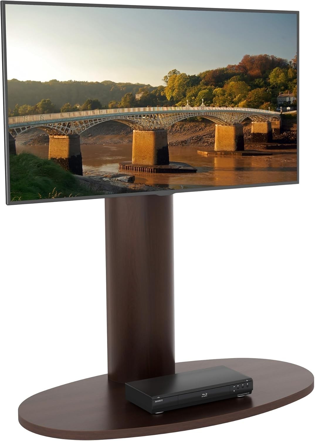 Tall Wood TV Stand Swivel Mount 65” Max, VESA, Adjustable, Modern