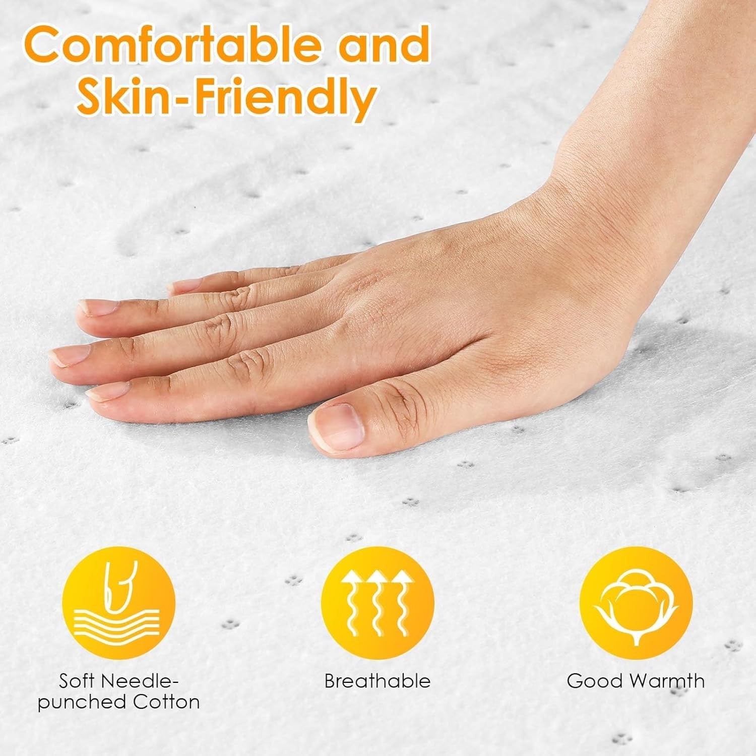 Electric Heated Underblanket Double 160x140cm Dual Control 6 Heat White