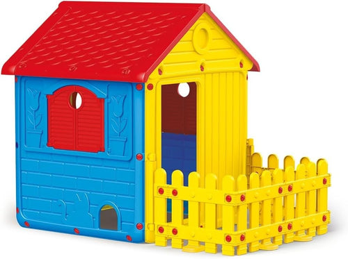 Kids Outdoor Playhouse with Fence Indoor Garden Plastic House