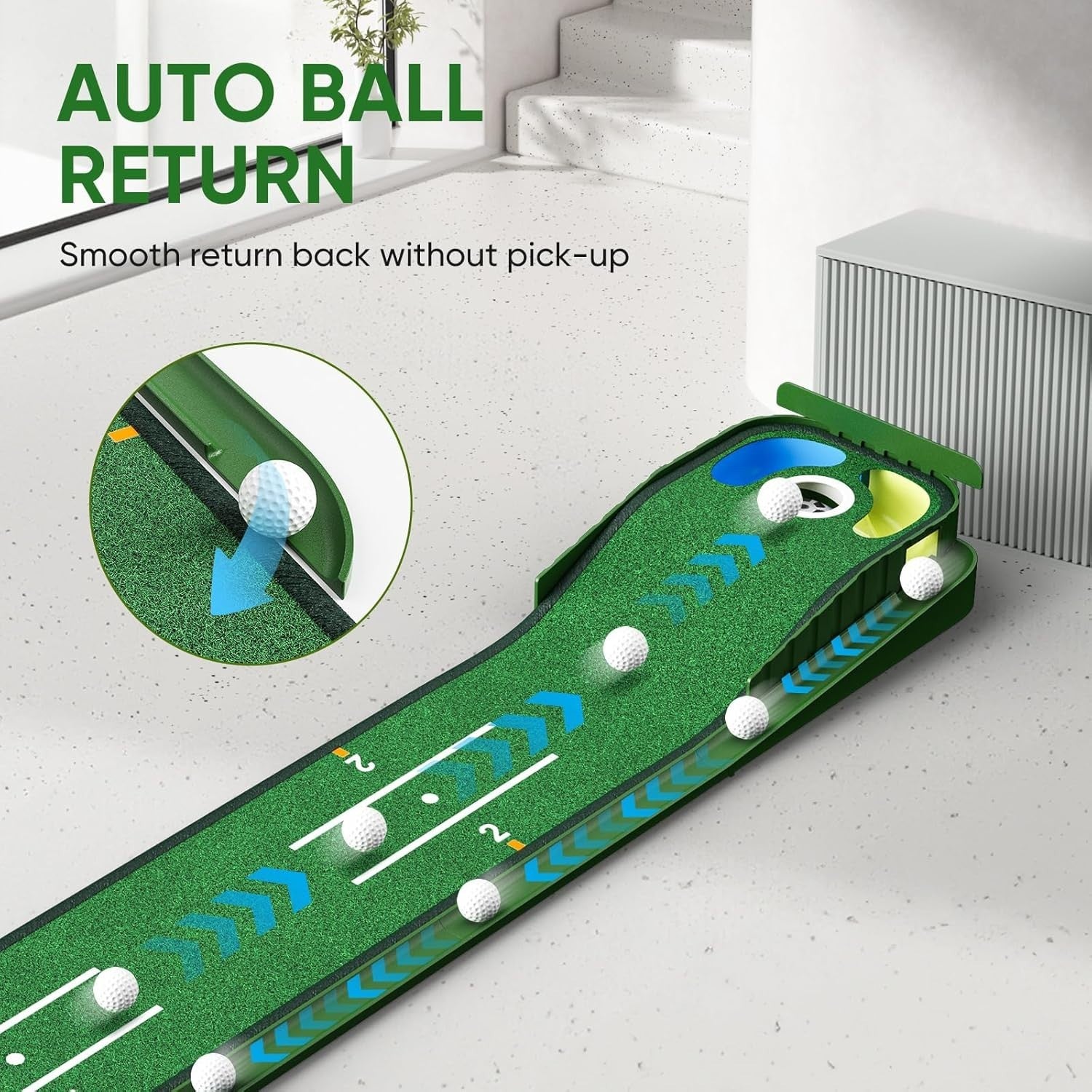 Golf Putting Mat Auto Ball Return Training Aid Indoor Home Office Practice