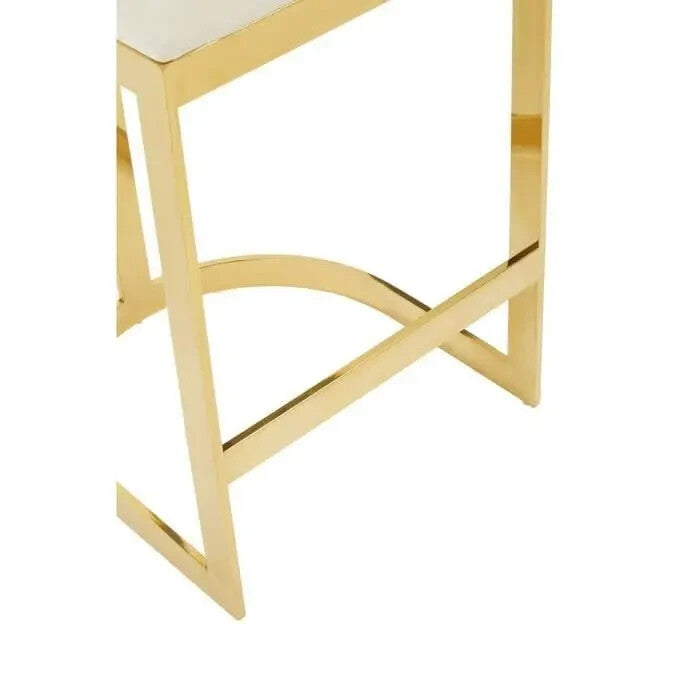 Ivory Velvet Bar Stool – Gold Frame, Arched Base, Modern Luxe Design