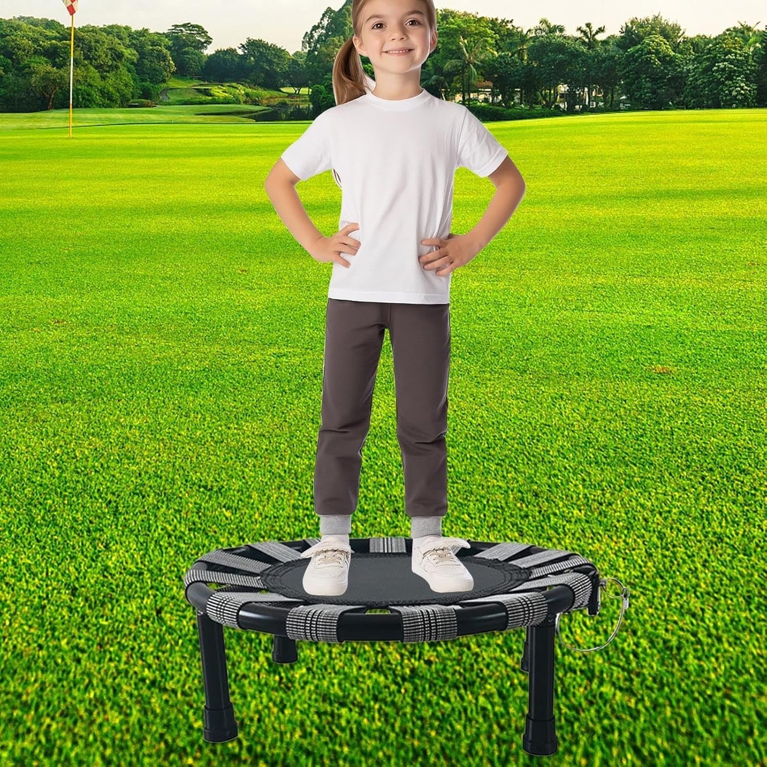 Compact Folding Kids Rebounder Trampoline with Safety Net Indoor Cardio