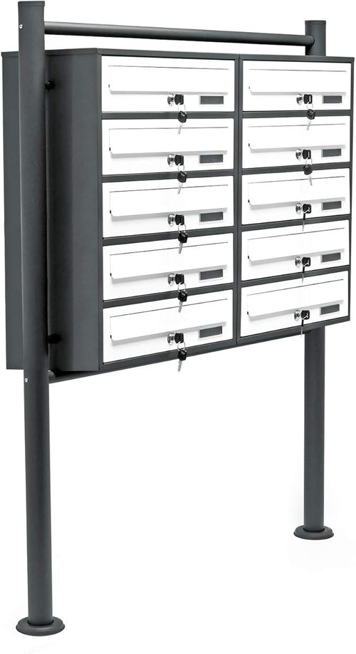 Outdoor Multi-Slot Letterbox System 10 Compartments Steel Secure Mailbox