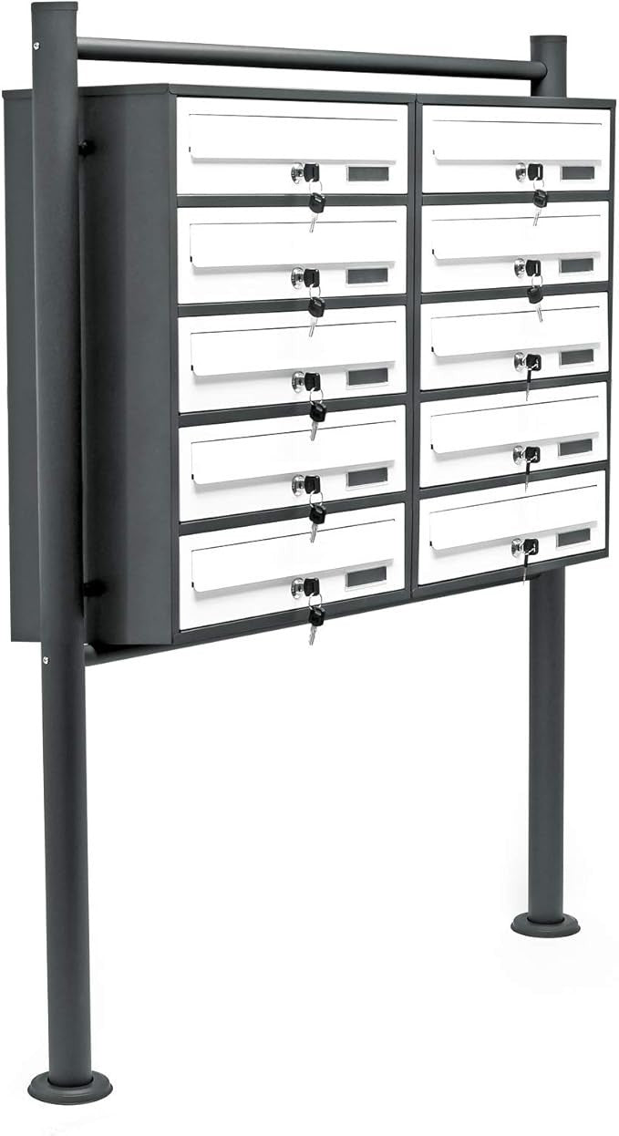 Outdoor Multi-Slot Letterbox System 10 Compartments Steel Secure Mailbox