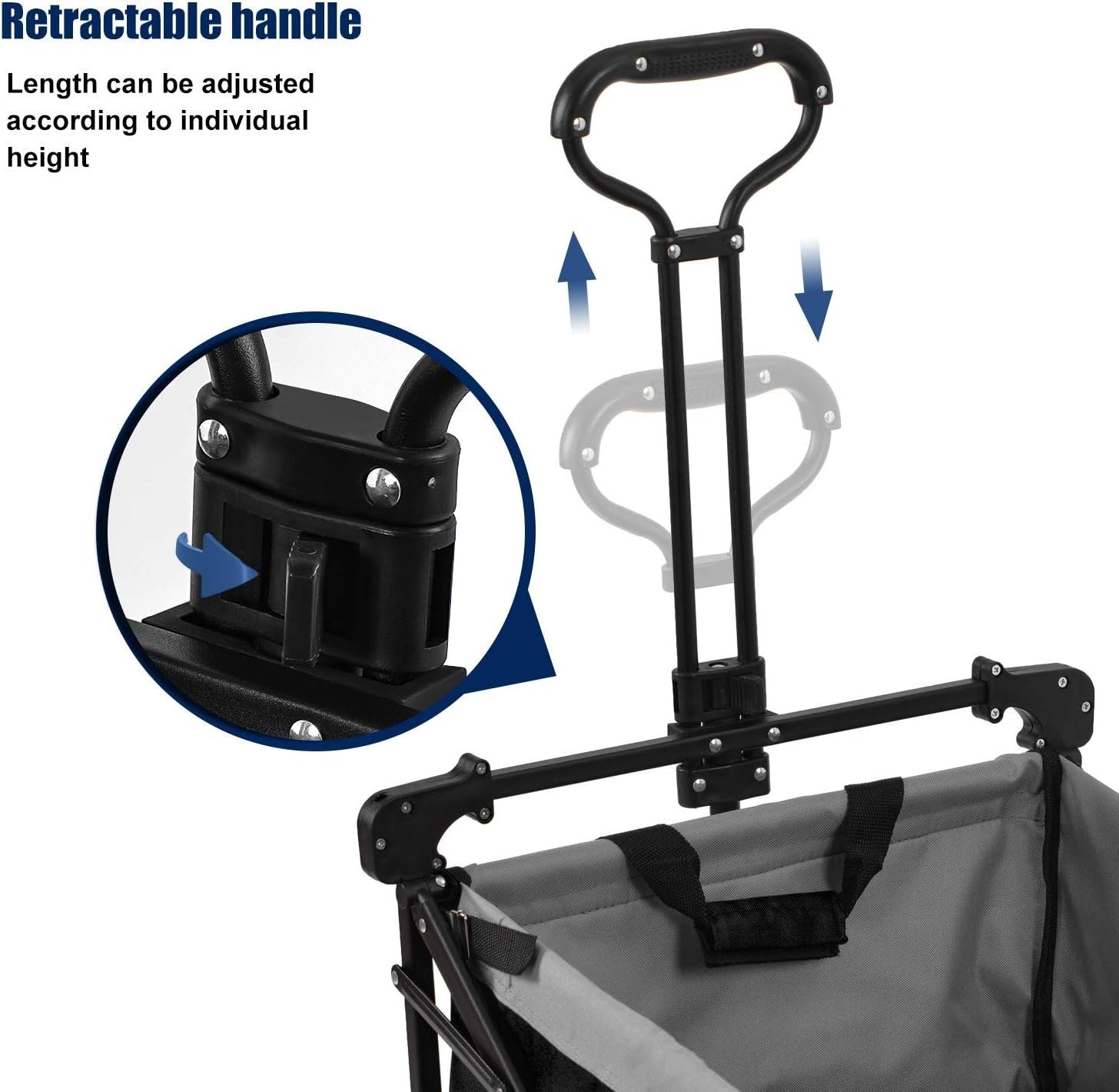 Black 150kg Folding Garden Wagon with Canopy Heavy Duty Festival Camping Trolley