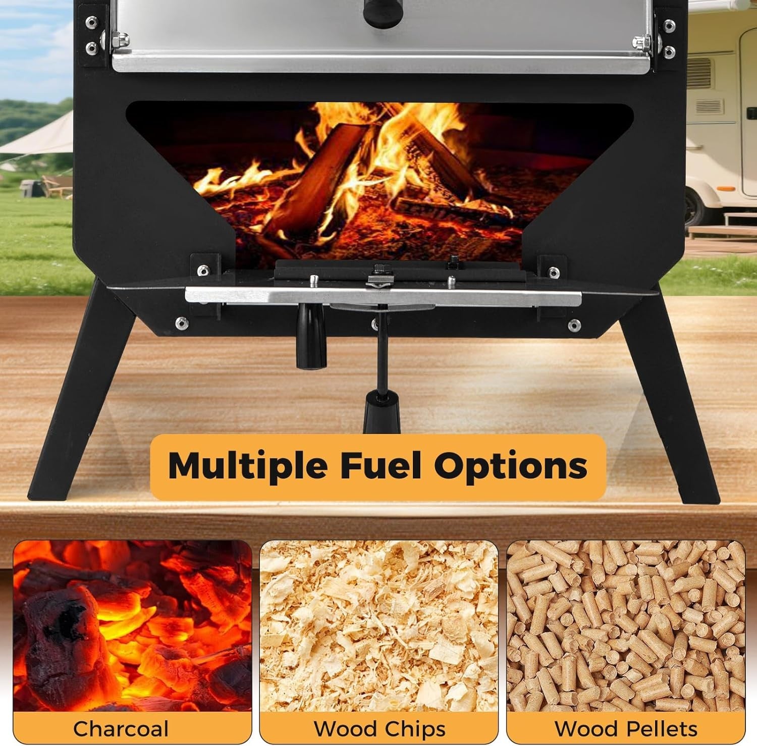 Outdoor Wood Fired Pizza Oven 1-Layer with Stone, Peel & Waterproof Cover