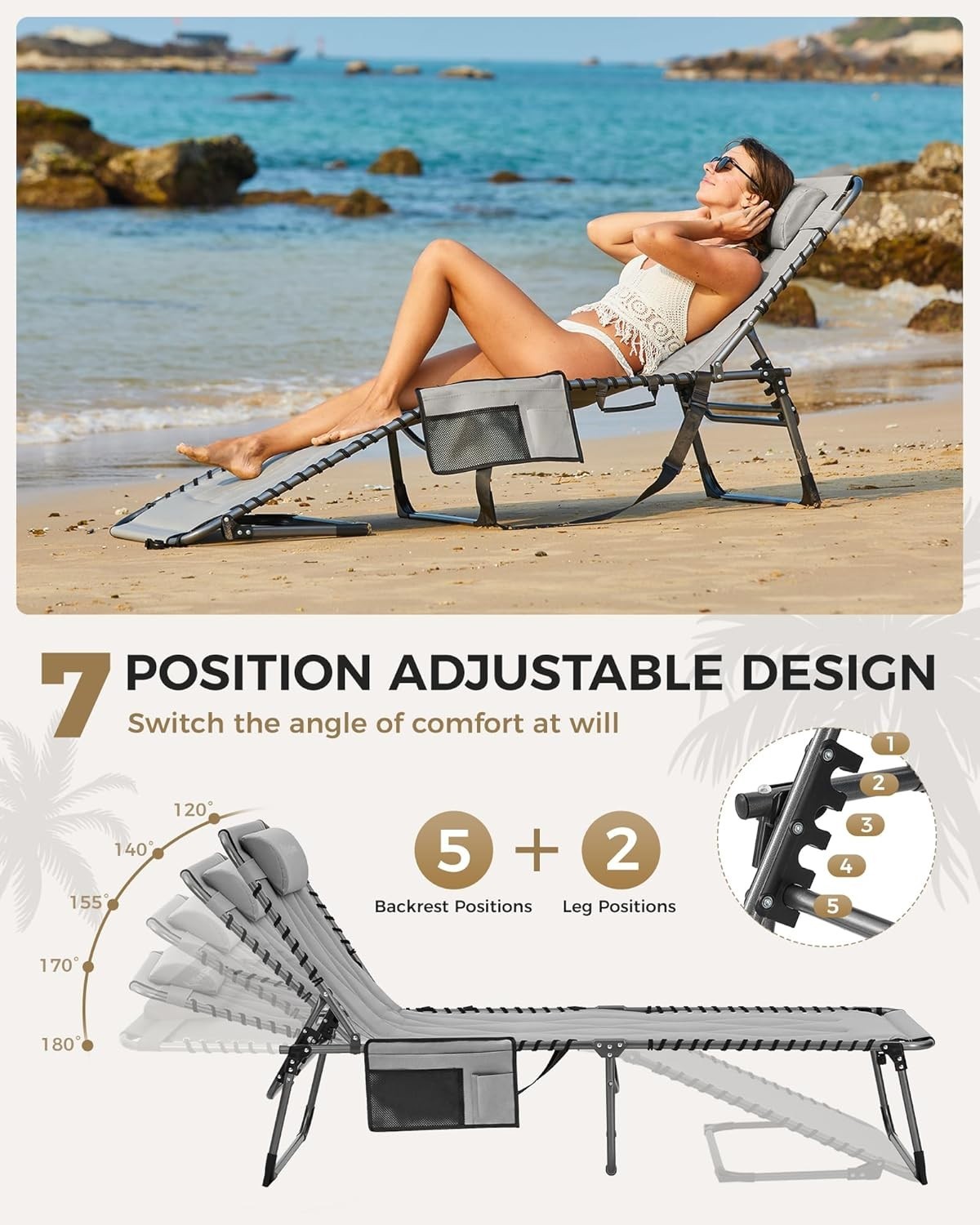 Folding XL Sun Lounger Recliner Chair Padded 200kg Garden Bed Heavy Duty